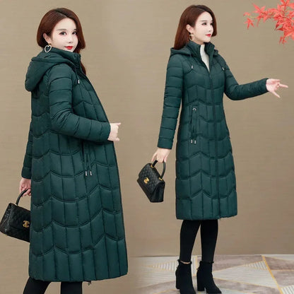 Manteau long à capuche pour femme