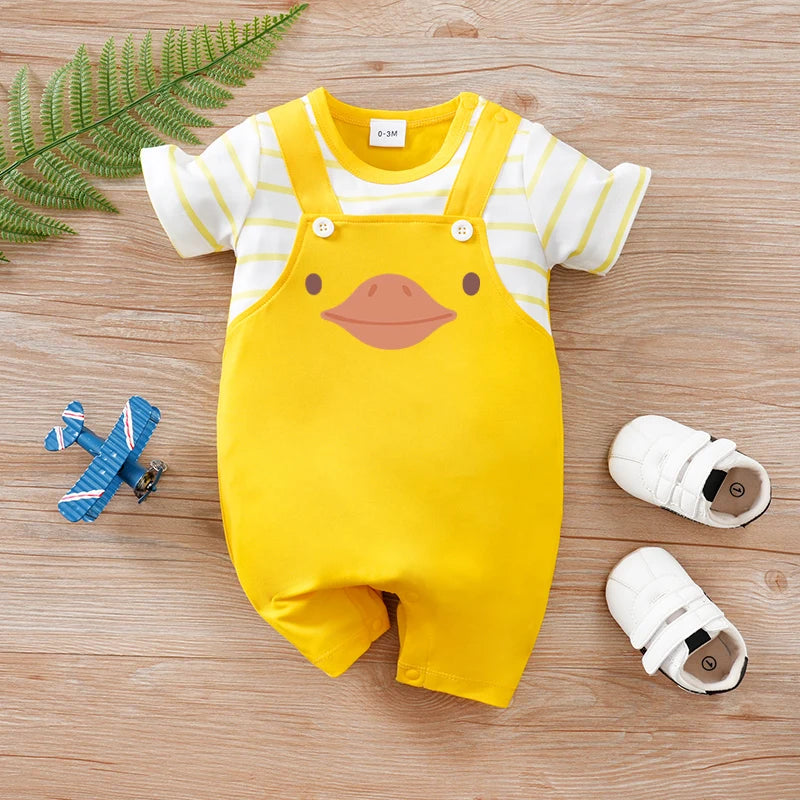 Baby Clothing Suit - Simple Yellow and White Striped Shirt