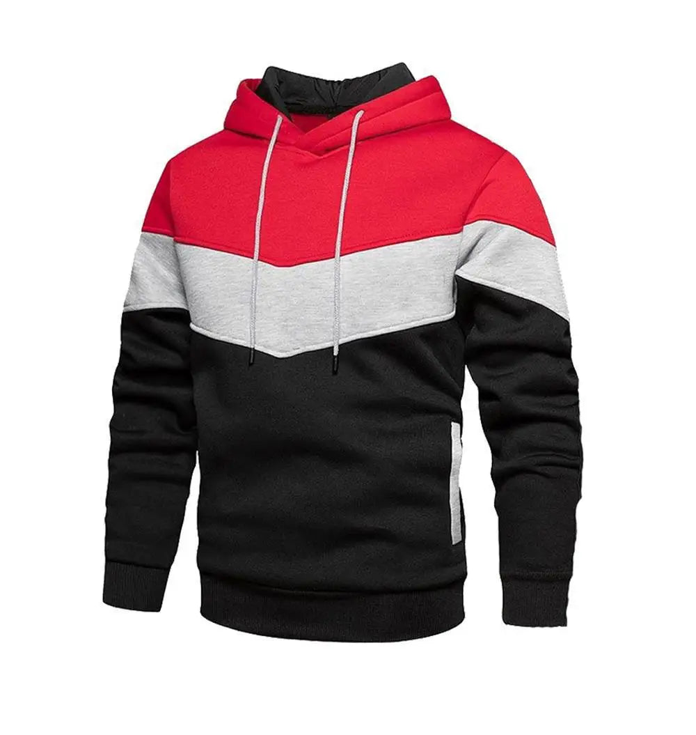 Korean Style Men's Vertical Stripe Color Block Hoodies