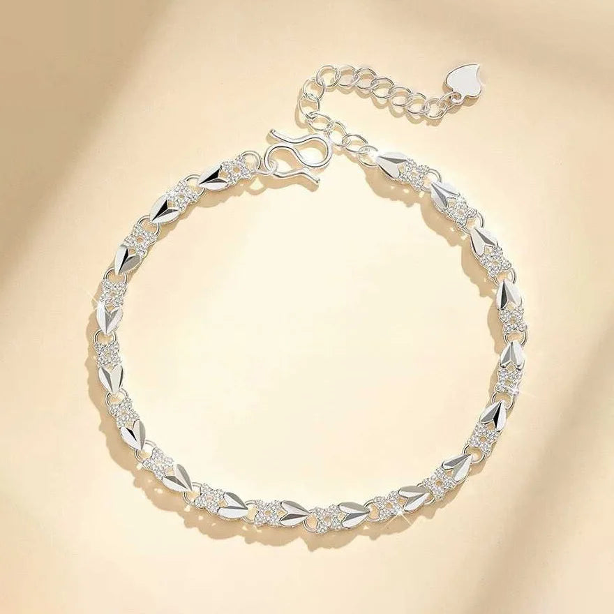 Silver Color Butterfly Zircon Tassel Anklet