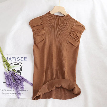 High Collar Sleeveless Summer Women Tops