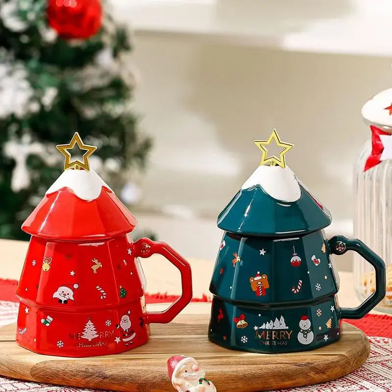 Tasse en céramique avec motif sapin de Noël et Père Noël