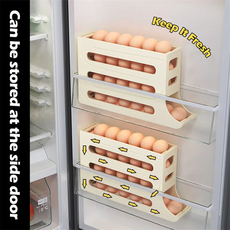 Rolling Egg Storage Box for Refrigerator Organizer