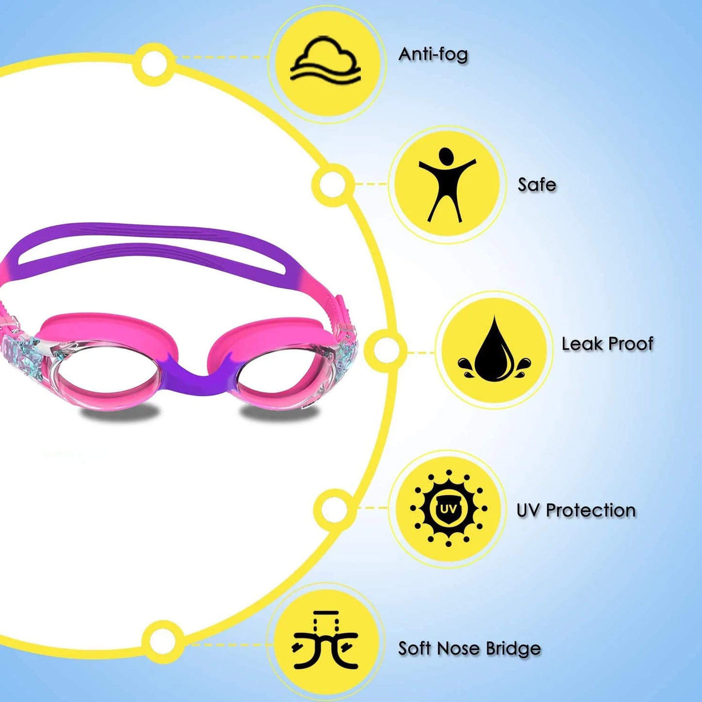 Lunettes de protection anti-UV, imperméables et anti-buée pour enfants