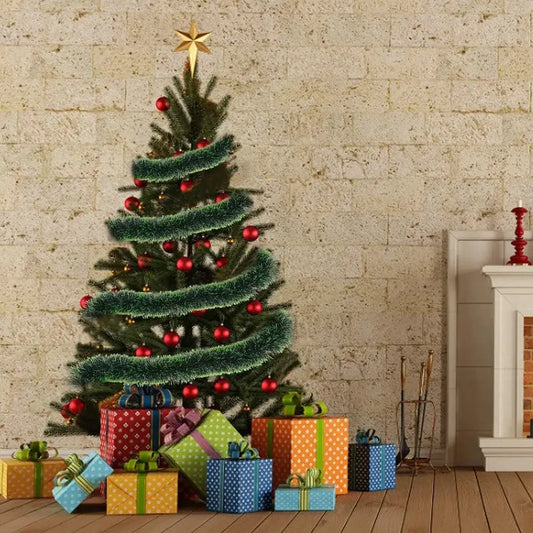 DIY Weihnachtsgirlande aus grünem Band