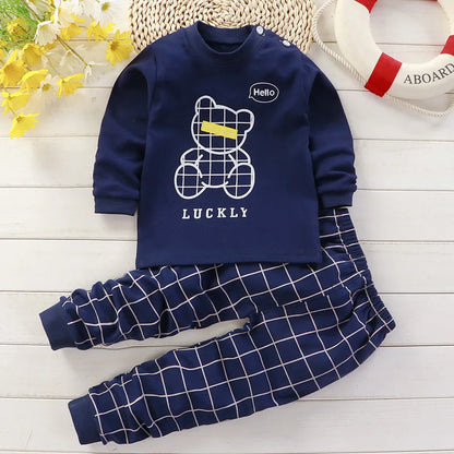 Kid's O-Neck cartoon casual Cotton Cloth set