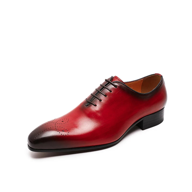 Men's Oxford Genuine Leather Pointed Toe Lace-up Shoes