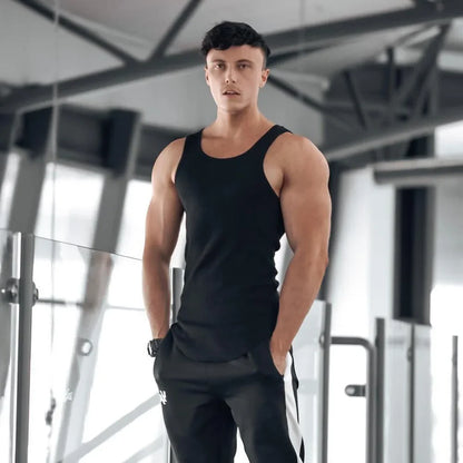 Breathable Black Sleeveless Gym Tank