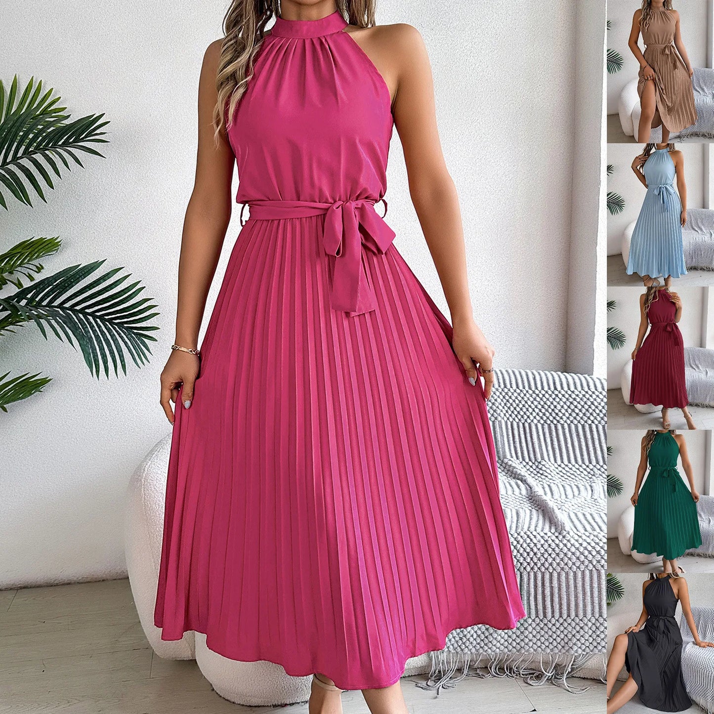 Sleeveless Pleated Midi Dress