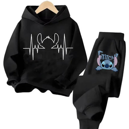 Kid's Stitch Anime Casual Hoodies Set
