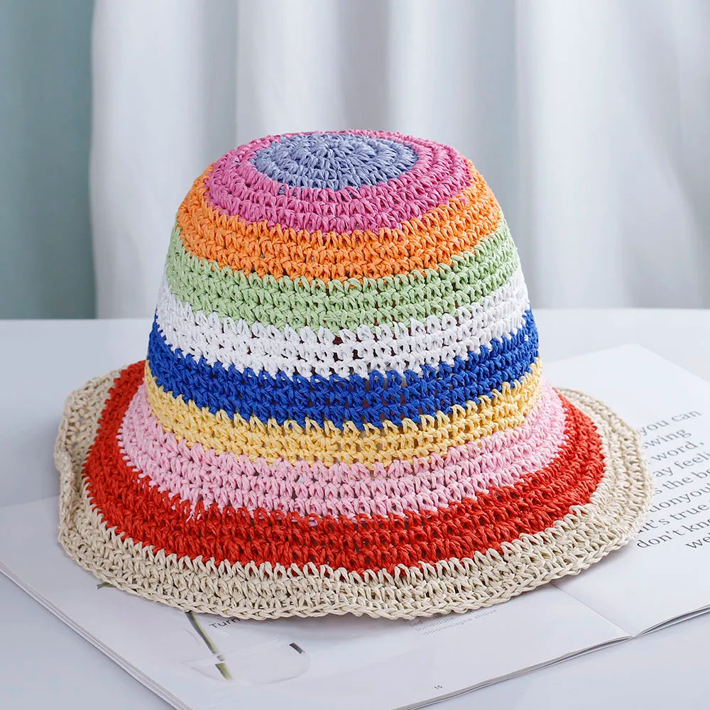 Chapeau de plage en paille crochetée pour femme