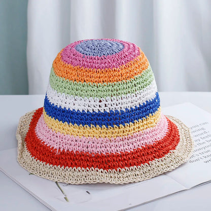 Chapeau de plage en paille crochetée pour femme