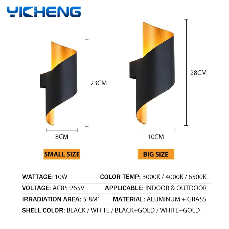Appliques murales LED nordiques étanches à design spiralé