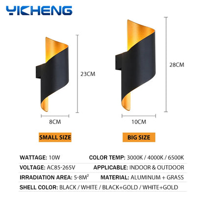 Appliques murales LED nordiques étanches à design spiralé