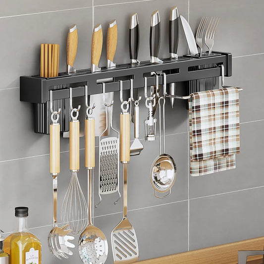 Wall-Mounted Stainless Steel Knife Holder Organizer Rack