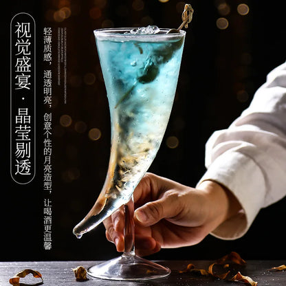 Tasse en verre à cocktail créative avec support en bois