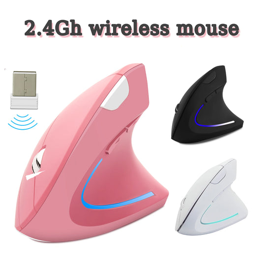 Souris verticale ergonomique sans fil rose