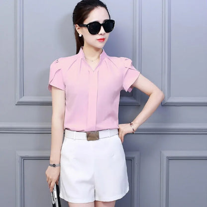 Short Sleeve Chiffon Office Women's Blouse