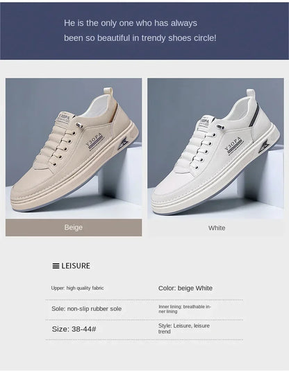 Men's Breathable Slip On Casual Leather Sneakers