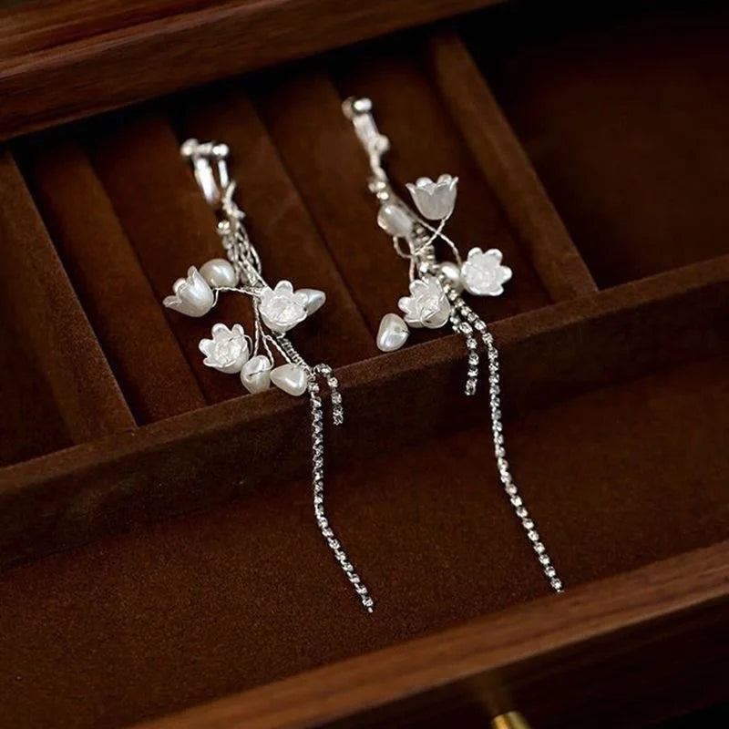 white flower earrings