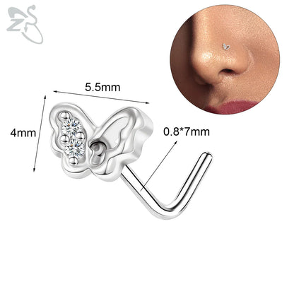 Anneaux de nez pendants en forme d'oeil de papillon pour femmes, 1 pièce