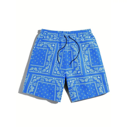 Men Casual Paisley Print Beach Shorts