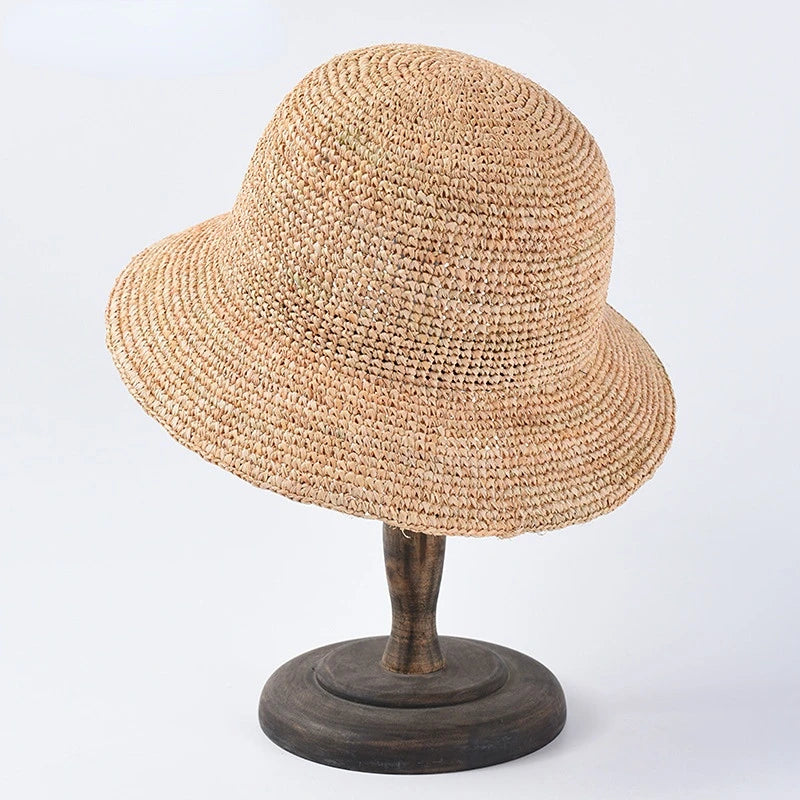 Women's Beach Sun Floppy Fisherman Crochet Straw Hat