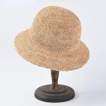 Women's Beach Sun Floppy Fisherman Crochet Straw Hat