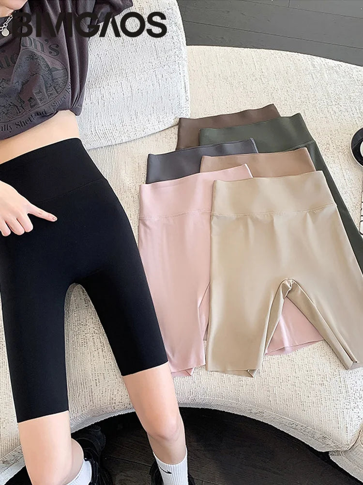 Fitness-Bikershorts mit hoher Taille für Damen