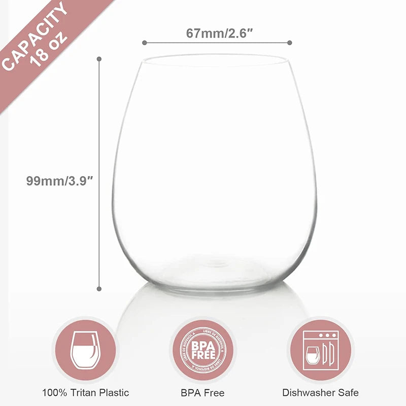 4 PCS Unbreakable Plastic Wine Glasses Set