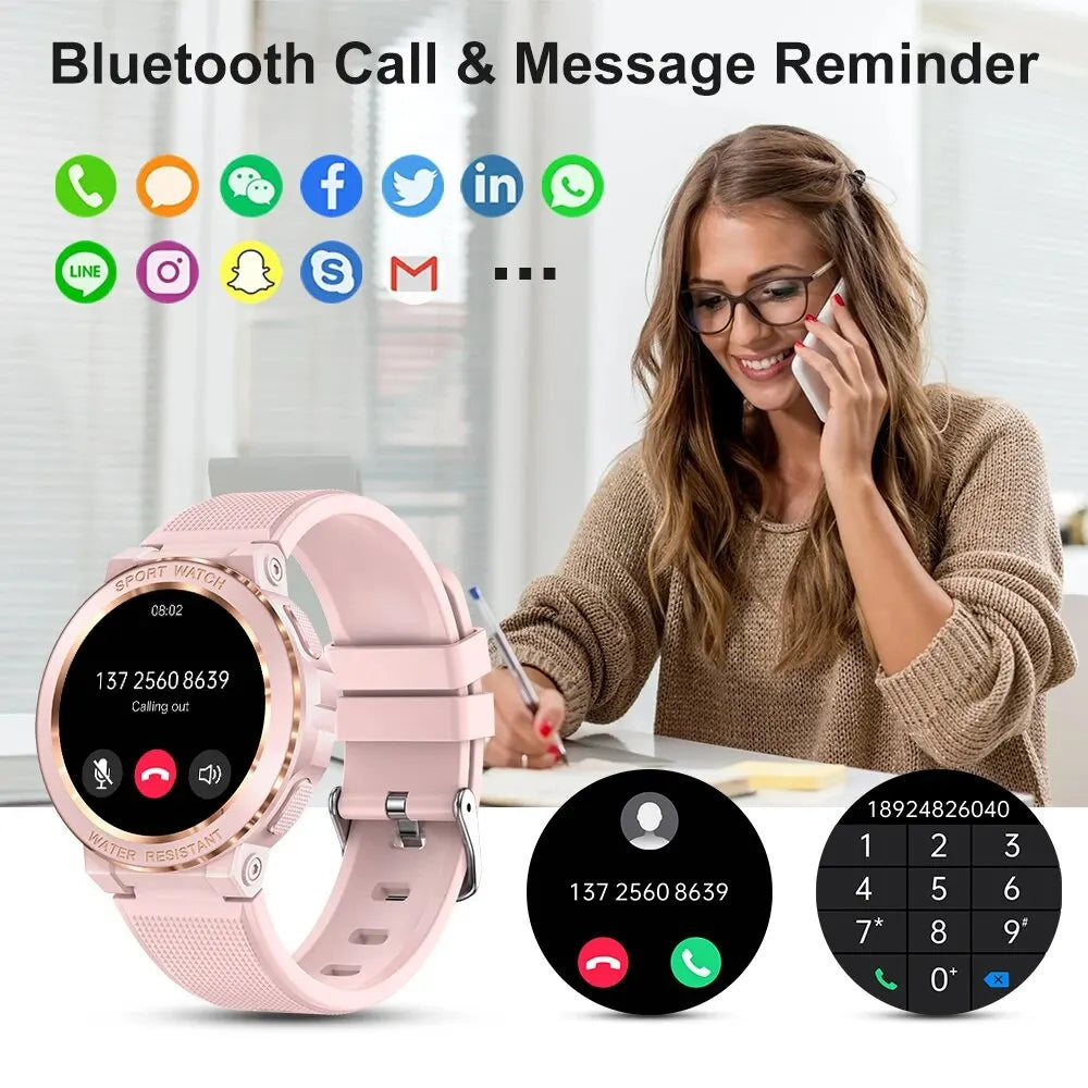 Wasserdichte Smartwatch für Damen mit Bluetooth-Anruf und IP68
