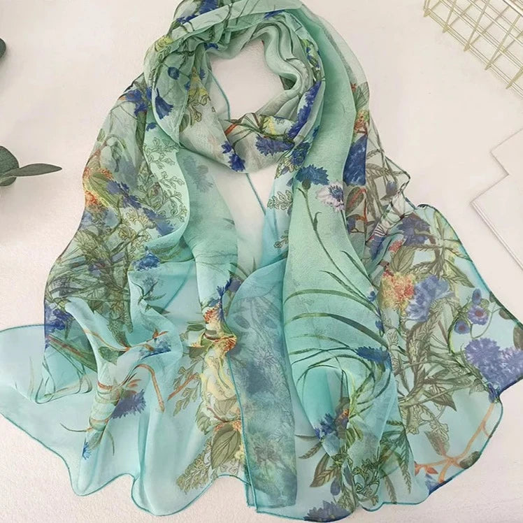 scarves for ladies, green silk scarf