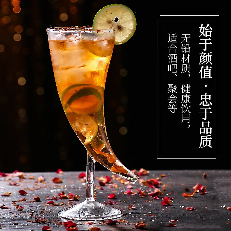 Tasse en verre à cocktail créative avec support en bois