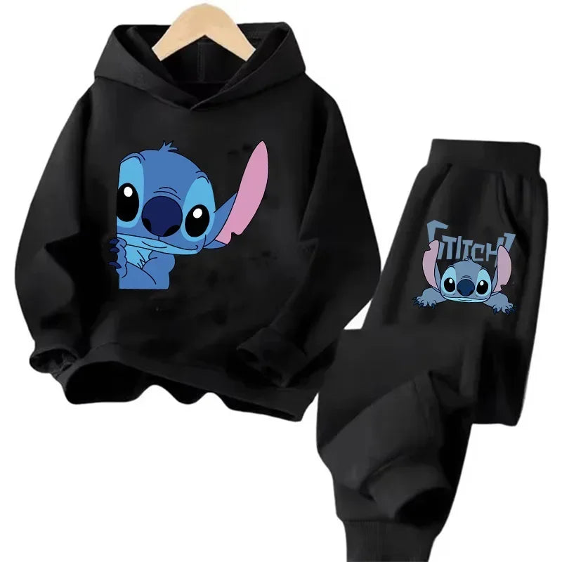 Kid's Stitch Anime Casual Hoodies Set