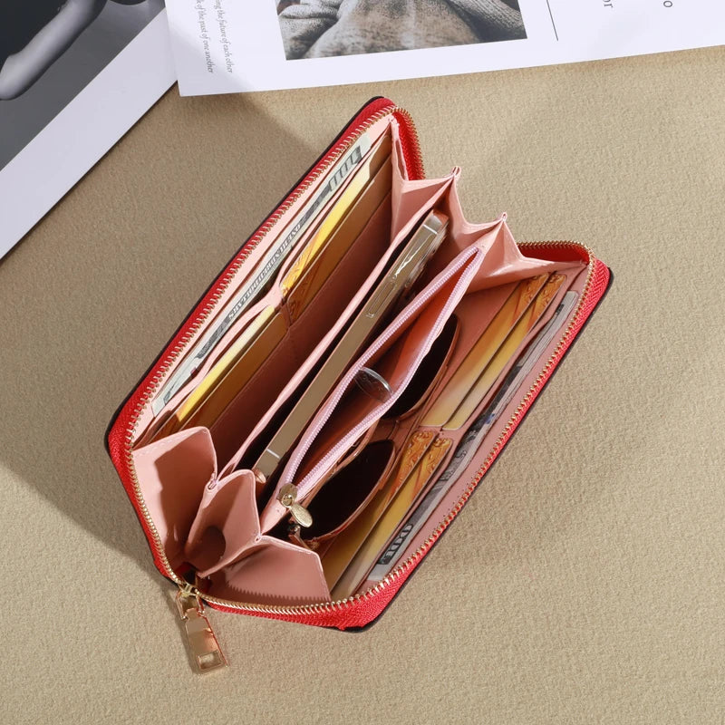 Porte-cartes à fermeture éclair Pochettes en cuir PU