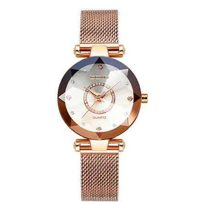 Montre femme à grand cadran minimaliste brodé avec bracelet 