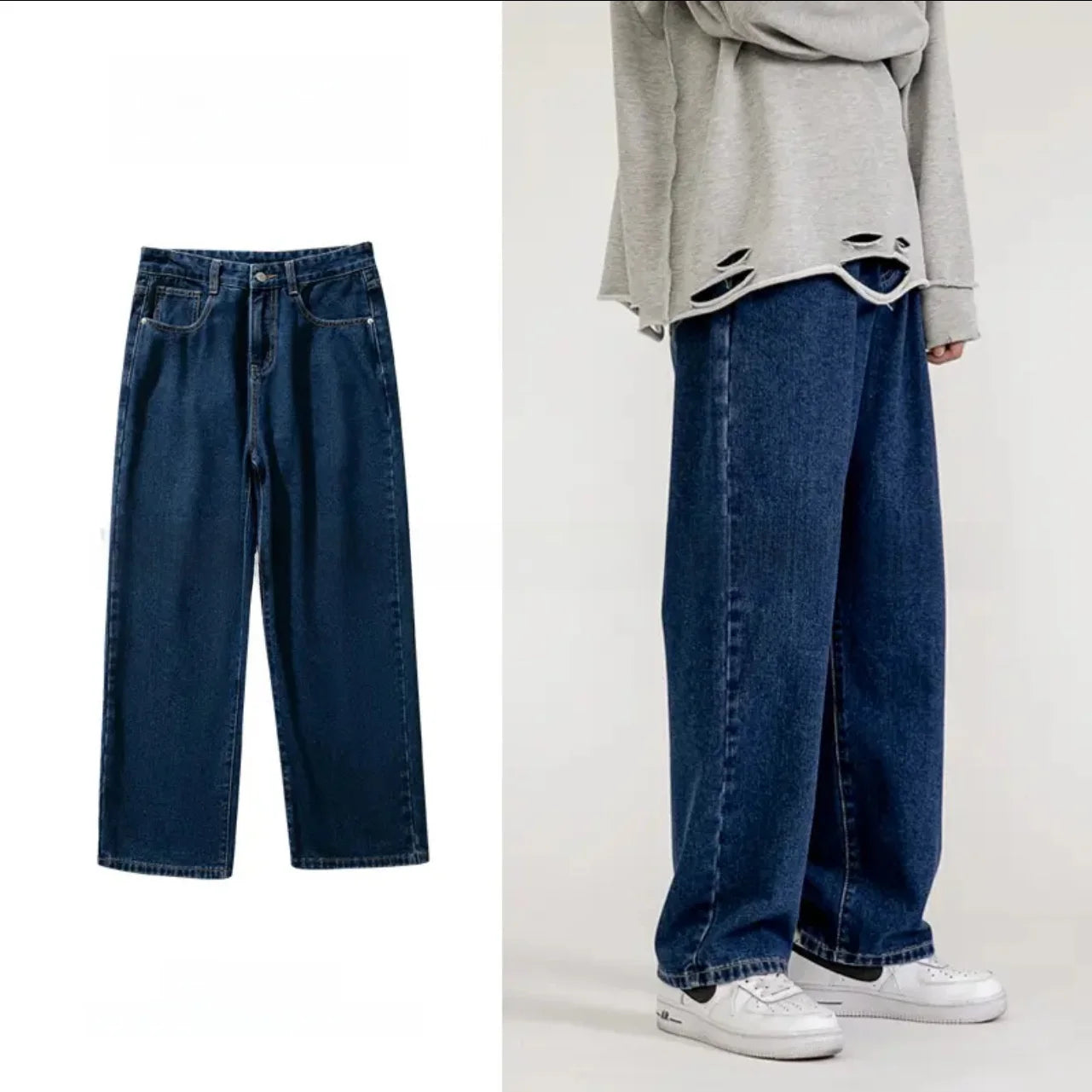 Jeans baggy classiques à jambes larges pour hommes 