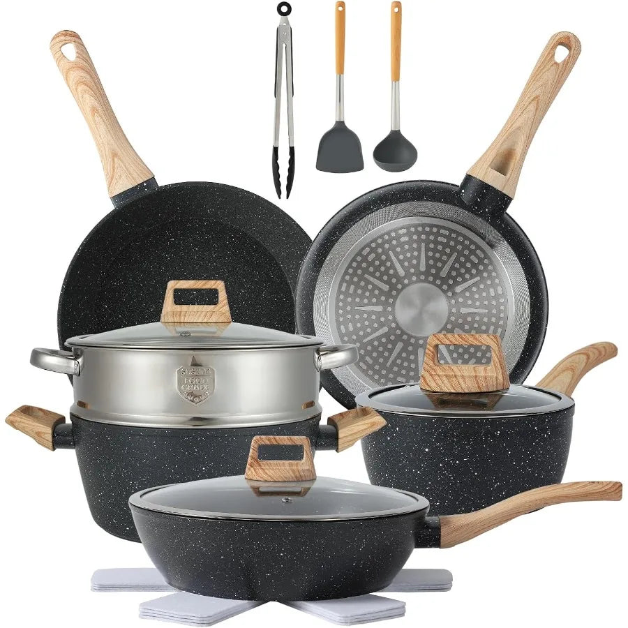 16-Piece Nonstick Granite Cookware Set