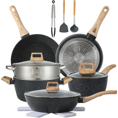 16-Piece Nonstick Granite Cookware Set