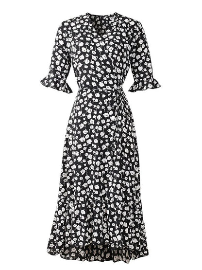 Boho Floral Ruffle Midi Maxi Dress