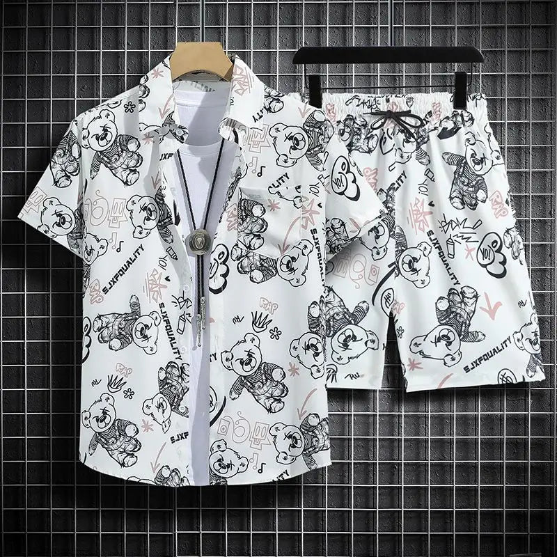 Summer Short-Sleeved Floral Men's Tracksuit