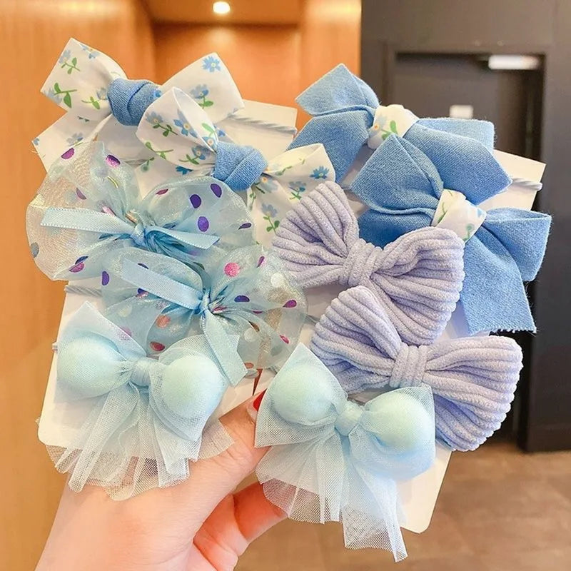 Colorful Flower Bowknot Hair Ties for Girls