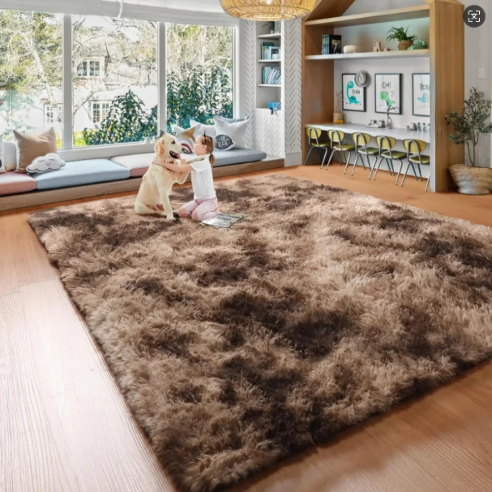 Tie-Dye Gradient Washable Fluffy Soft Living Room Carpet