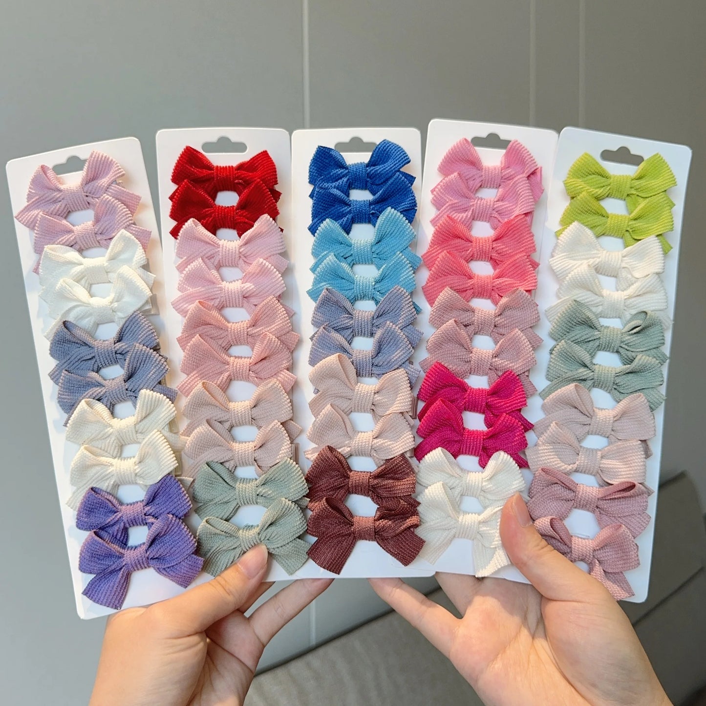 6/10pc Kids Solid Color Ribbon Bow Hair Clips
