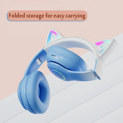 LED-Kopfhörer mit Farbverlauf und Katzen-Motiv