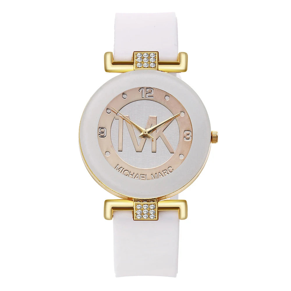 Women's Rhinestone Casual Round Strap Quartz Watches