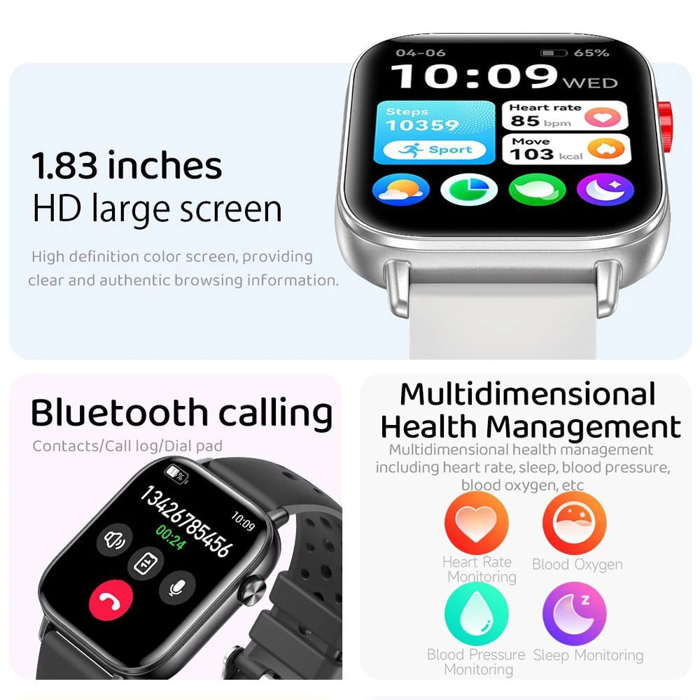 Unisex HD Touch Screen Sports Fitness Tracker Bluetooth Call Smartwatches