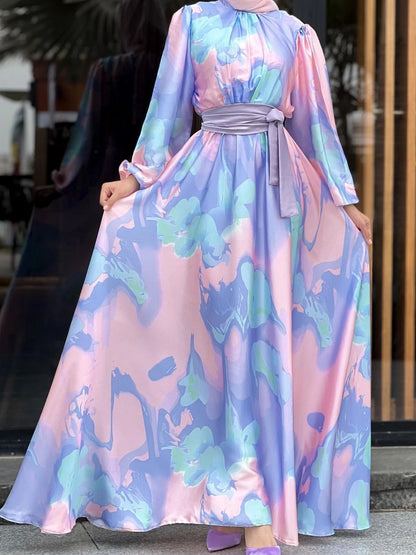 Robe de soirée caftan en satin pour femme