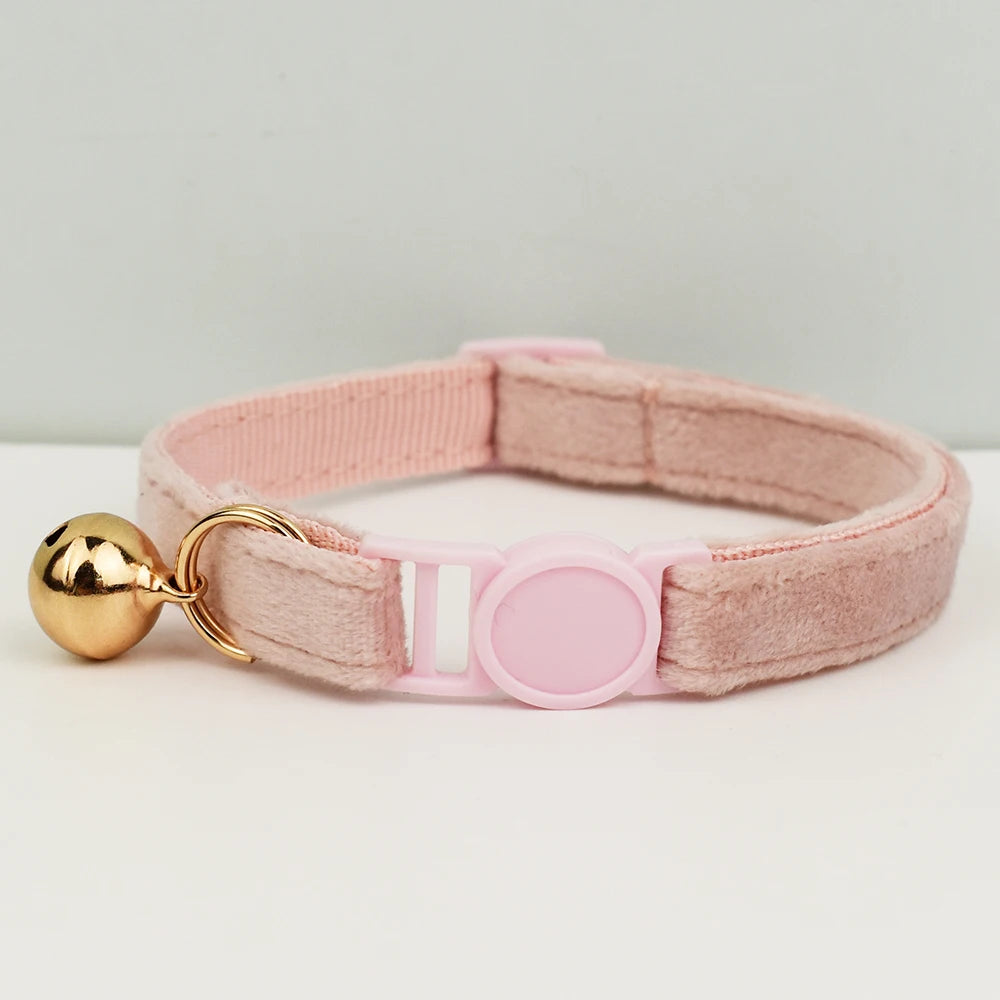 Adjustable Plaid Cat Collar with Bell Pendant