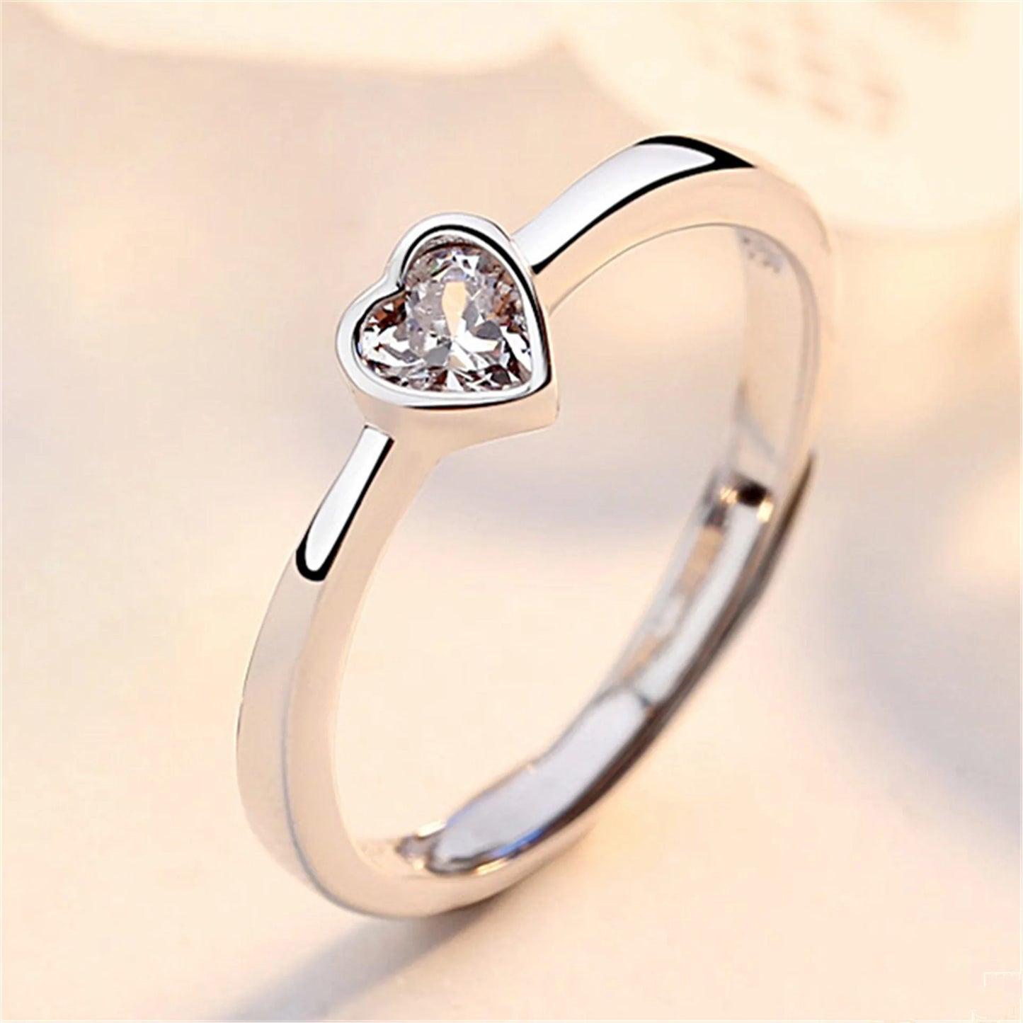 Zircon Heart Couple Rings Set